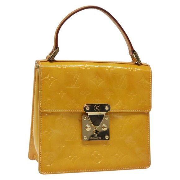 LOUIS VUITTON Monogram Vernis Spring Street Bag Lime Yellow M91068 Auth KD081
